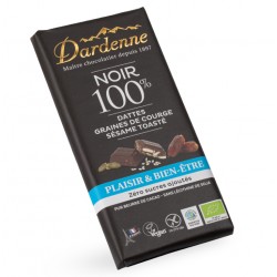 CHOCOLAT NOIR 100% Dattes Graines de Courge Sésame